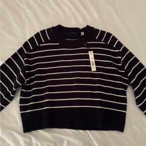 NWT TAHARI Black & White Striped Sweater